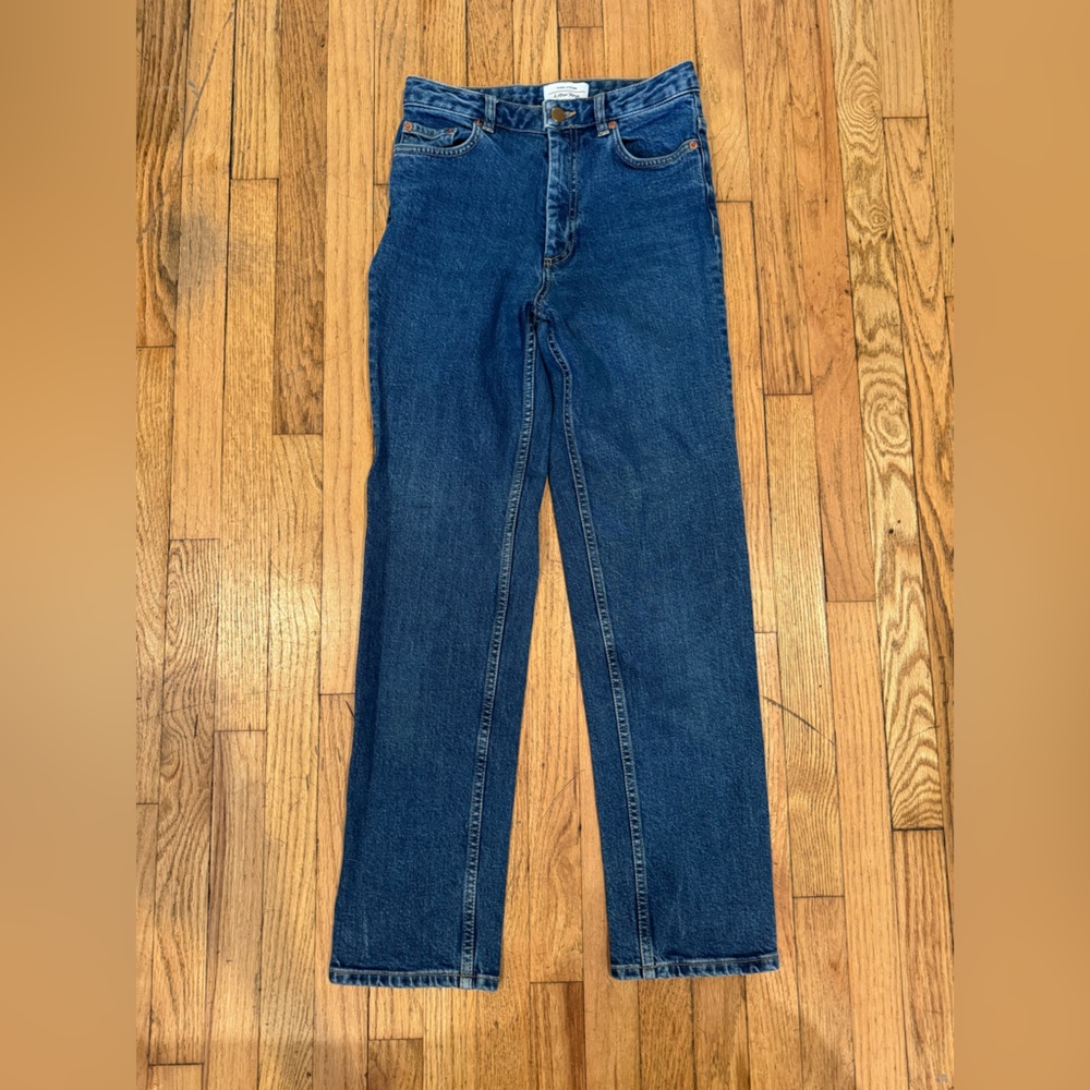 & Other Stories Wide Cropped Leg Jeans in Mid Blue Wash Size 25